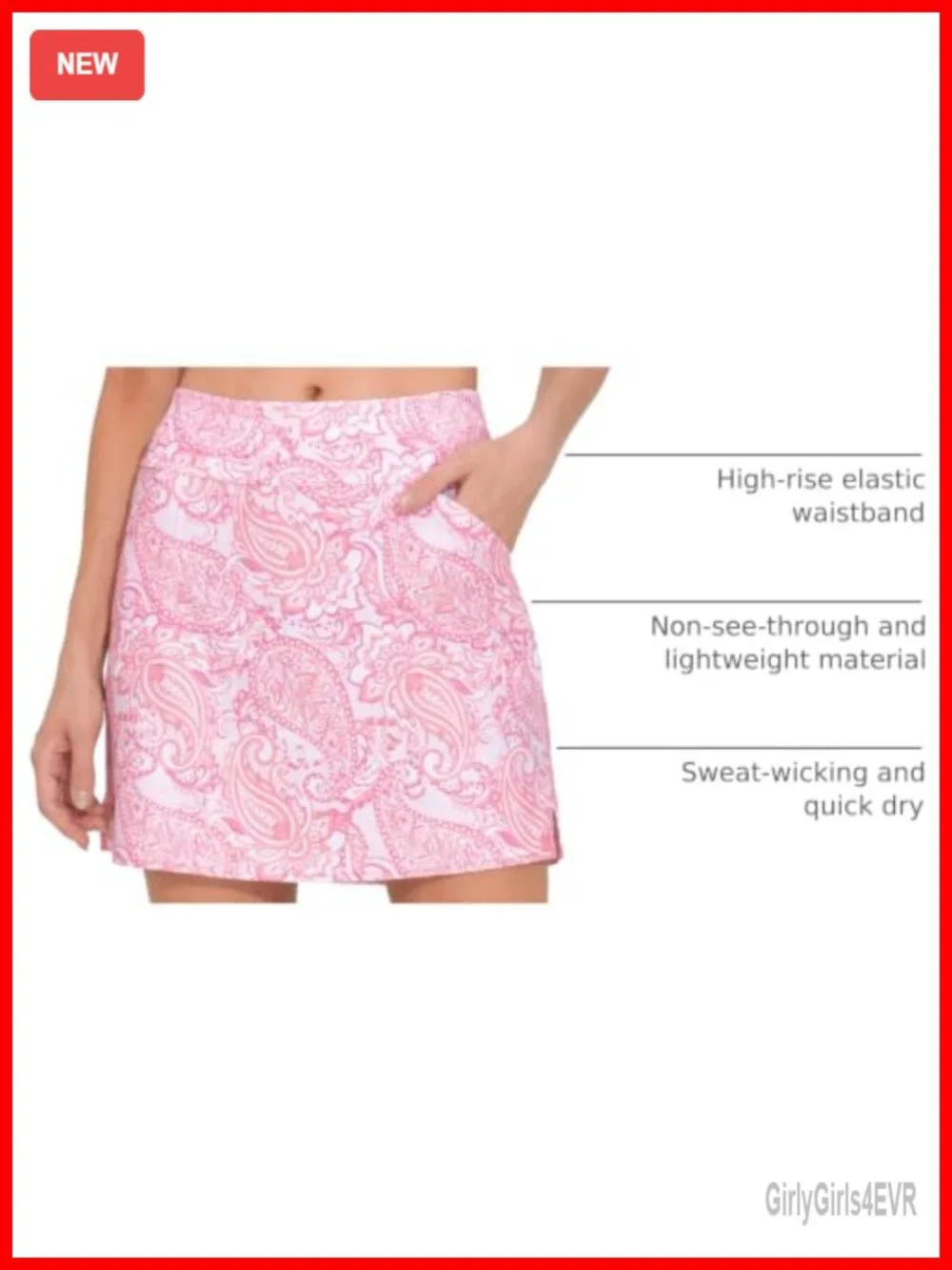 High Waisted Athletic Skort with 4 Pockets for Tennis Golf